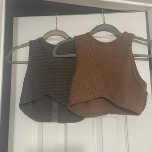 two crop tops brown and grey